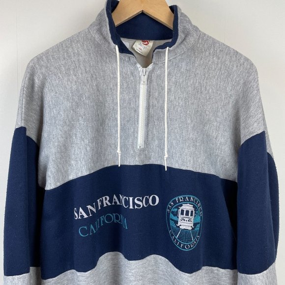 Vintage 80s Jacqe San Francisco California 1/4 Zip Pullover Sweatshirt‎ XXL - Picture 2 of 8
